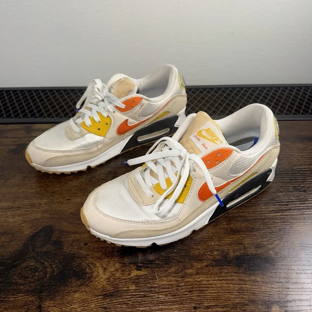Nike Air Max 90 SE Frank Rudy Sneakers FB4315-100 Men's Size 10.5 White & Orange